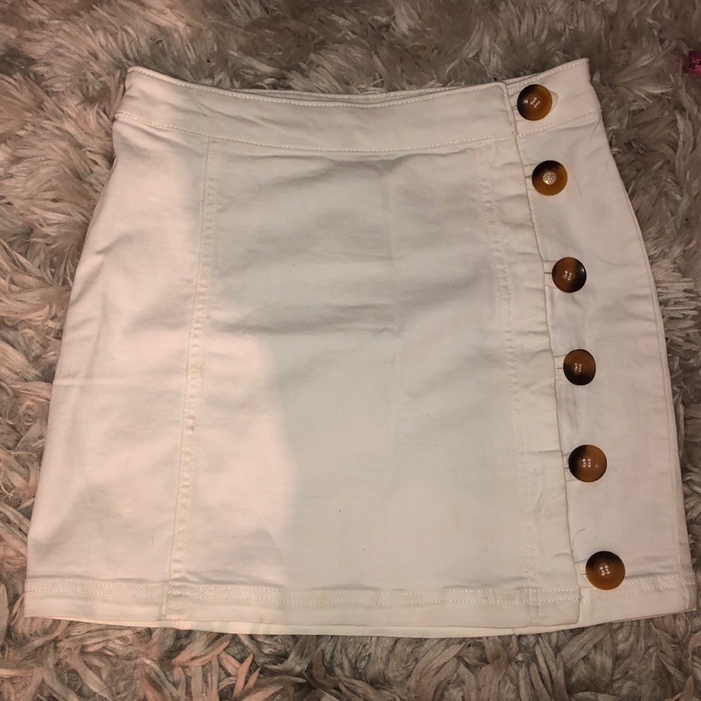 Free People white jean mini skirt
